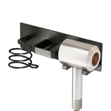 Imagem de Suporte de parede para secador de cabelo, organizador de ferramentas de cabelo montado na parede - suporte de modelador de cachos, para banheiro, armário, casa, dormitório universitário, apartamento