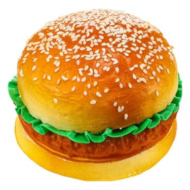 Imagem de CroBlissful 1 peça de hambúrgueres artificiais realistas, comida falsa, modelo de pão, suporte fotográfico para cozinha, comida, exibição falsa, decoração de festa