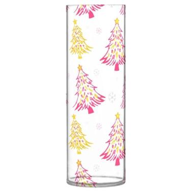 Imagem de Burbuja Vaso de flores de árvore de Natal, não quebrável, alto, redondo, transparente, vaso cilíndrico para decoração de casa, escritório, buquê de casamento