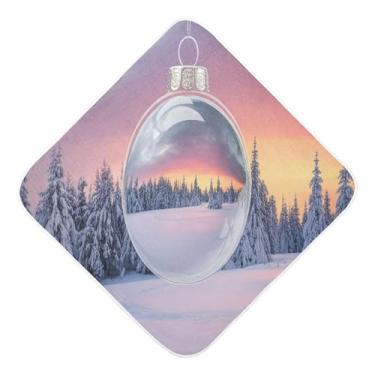 Imagem de Burbuja Toalha de banho para bebês com paisagem de inverno - Toalha com capuz de musselina macia e absorvente para recém-nascidos, 76 x 76 cm
