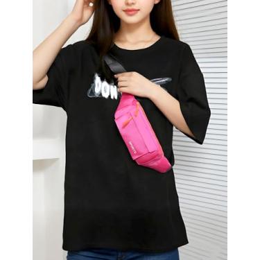 Imagem de Pochete esportiva para homens e mulheres, pochete grande, bolsa transversal de cintura respirável, grande capacidade com vários bolsos para viajar, fazer compras e correr, Vermelho rosado, Esportes