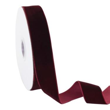 Imagem de BLLNDX 1 rolo de fita de veludo bordô de 2,5 cm de largura, carretel de 10 jardas para embrulho de presente, acessórios de laço de cabelo, decorações de casamento, decorações de festa, Natal, dia dos