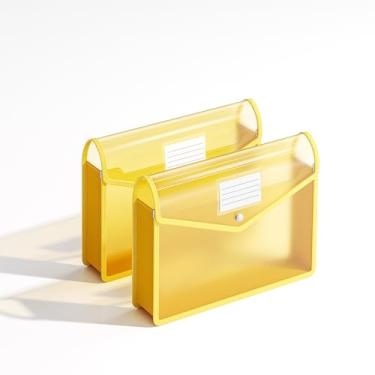 Imagem de XingDuing Pasta de arquivo expansível de plástico, envelopes transparentes com fecho de pressão, tamanho carta/A4 para escola/escritório/casa/hospital, sem divisórias, grande capacidade - pacote com 2