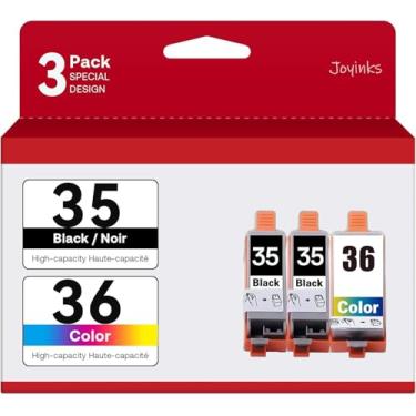 Imagem de Joyinks Cartuchos de tinta PGI-35 CLI-36, pacote com 3 (2 pretos, 1 x tricolor), substituição para impressoras Canon 35 36, funciona com impressoras Canon Pixma iP110 iP100 TR150 TR160