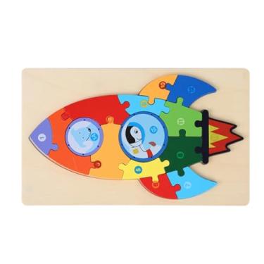 Imagem de Jogo Quebra Cabeça em MDF 3D Infantil Pedagógico Didático Educacional Lúdico Desenhos Personagens (Dinossauro)