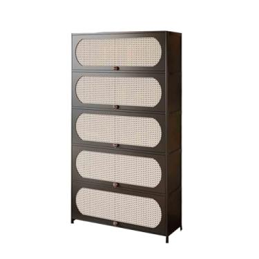 Imagem de hezhuhe2258 Aparador de sala de jantar Aparador de canto de 5 andares Estante de armazenamento no chão para exibição e organização da sala de estar