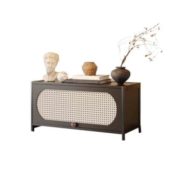 Imagem de hezhuhe2258 Aparador para sala de jantar, aparador de canto de camada única, estante de livros para sala de estar com gavetas 80 cm