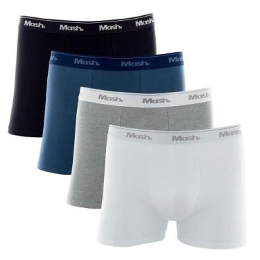 Imagem de Kit Cueca Boxer Mash 4 Peças Masculina Algodão Elástico, G, Cinza mesc