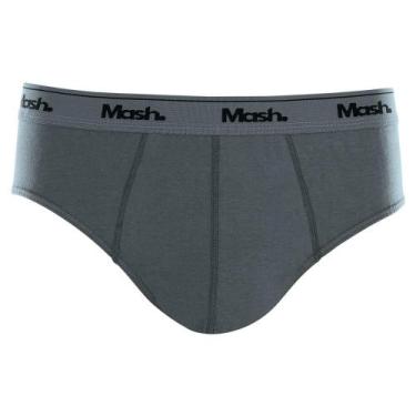 Imagem de Cueca Slip Mash Masculina Algodão Elástico, G, Cinza chumbo