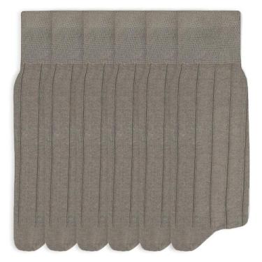 Imagem de Kit 6 Meias Mash Social Cano Longo Algodão Canelada 231.04, Caqui