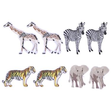 Imagem de beinkmake 8 peças, aplique de remendo de animais do zoológico, zebra, girafa, ferro no remendo 4 estilos, bordado de animais, costurar, decoração DIY para jaqueta jeans e sapatos