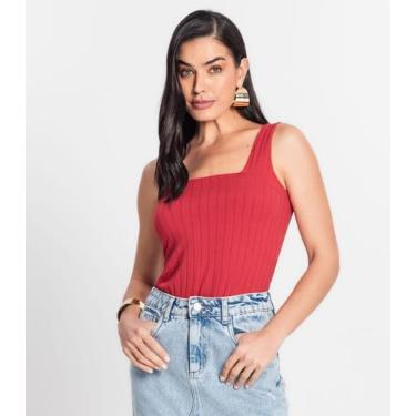 Imagem de Regata Canelada Feminina Infinita Cor Vermelho, P, Vermelho
