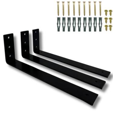 Imagem de 3 Suportes Para Prateleira 30cm Design L De Parede Estilo Moderno Aço 