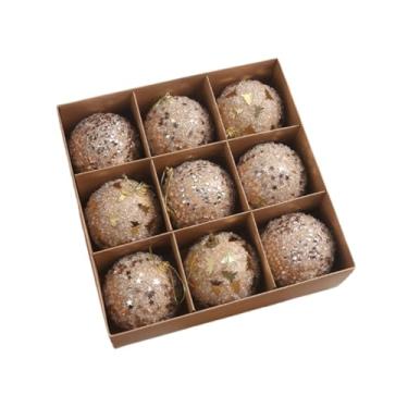 Imagem de Fancyes Conjunto de 9 Enfeites de Natal em Formato de Bola, 8 Cm de Diâmetro, para Pendurar Na Decoração Natalina, Ouro