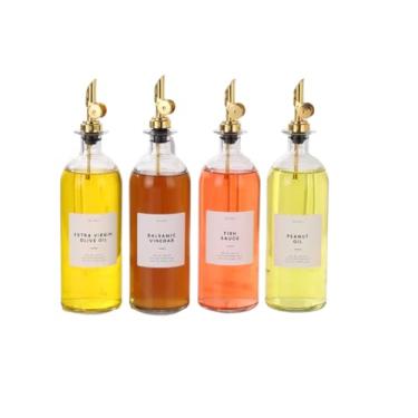 Imagem de Molimoli Dispensador de óleo e vinagre com bico de metal, despejador pesado, dispensador de garrafa de vidro para cozinha, galheteiro de azeite, garrafa de azeite de oliva de vidro | 500 ml, conjunto