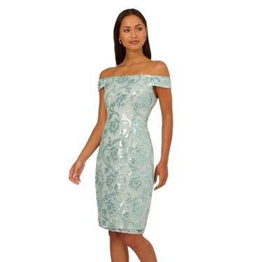 Imagem de Adrianna Papell Vestido com ombro de fora, Aqua Dust, Pó aquático, 52