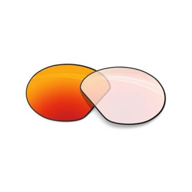 Imagem de BLAZERBUCK Lente de substituição polarizada anti-sal para óculos inteligentes Oakley Meta HSTN OW8002-51 mm, matiz ideal e visão clara, Fotocrômico claro a vermelho fogo, 0