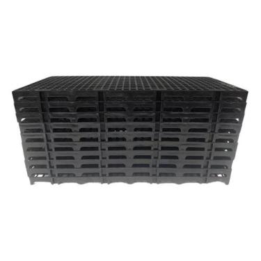 Imagem de Kit 10 Palete Estrado Plástico Preto 25x50cm Plástico Modular - Triopl