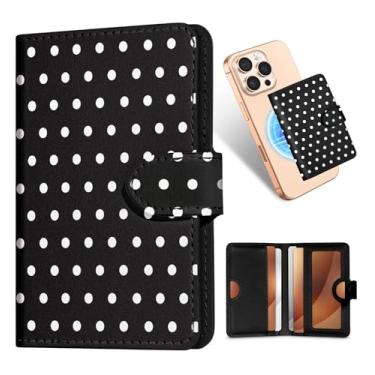 Imagem de Shorogyt Carteira magnética para celular compatível com porta-cartões Magsafe – Carteiras femininas finas de couro para 4 cartões, para iPhone 17/16/15/14/13/12 série para Apple RFID Magnet, bolinhas