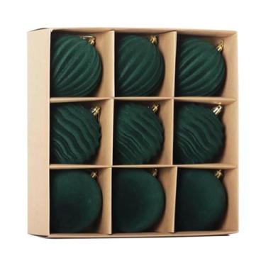 Imagem de Enfeites De Natal Em Veludo Vermelho E Verde 8cm 9pcs Bolas Plásticas 