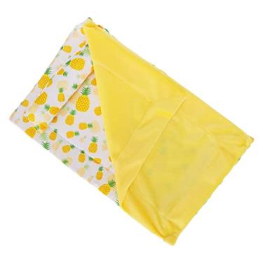 Imagem de Acouto Saco de Dormir para Répteis Cama Macia e Barbuda Com Travesseiro Leopardo Barbudo - Roupa de Cama de Terrário, Areia e Substrato (Abacaxi + colcha amarela)