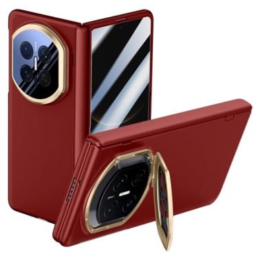 Imagem de LYJSMGZ Capa à prova de choque para Huawei Mate X7, capa protetora de lente integrada com membrana de concha capa de suporte ultrafina com dobradiça magnética para a pele, vermelha, Mate X7