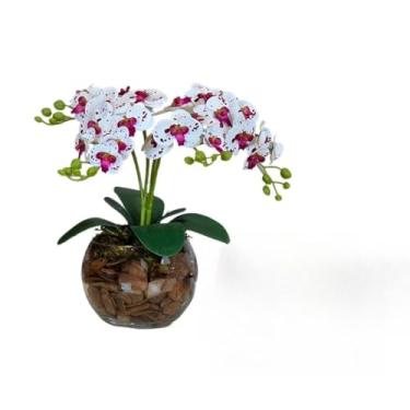 Imagem de Planta Artificial，Plantas Artificiais Decorativas Pequenas，Arranjo de OrquíDeas Artificiais Decorativas Com 4 Hastes E Vaso de Vidro - DecoraçãO Moderna Para Sala, EscritóRio Ou Eventos(Tigre)