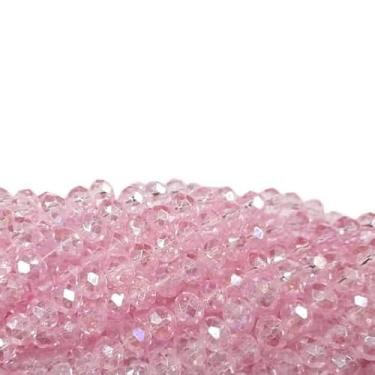 Imagem de Fio de Cristal de Vidro Facetado 8mm com 65 Contas para Bijuterias Pulseiras e Colares (ROSA BOREAL TRANSP-8MM)