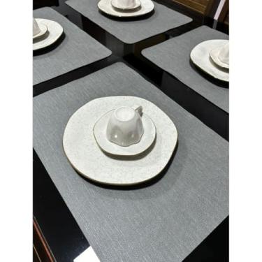 Imagem de Kit Jogo Americano Impermeável - 2 4 6 8 ou 10 Peças para Mesa Posta Fácil de Limpar Protege sua Mesa com Estilo Sousplat Moderno (Cinza,10 peças)