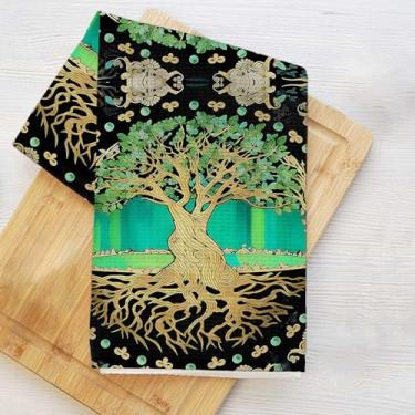 Imagem de Toalha de cozinha com padrão floral e árvore da vida mística, toalha de prato decorativa de microfibra absorvente, toalhas de mão de waffle para cozinha, casa de banho, presentes de inauguração de