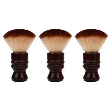 Imagem de HURRISE Conjunto de Escova de Barbeiro Com Cabo de Madeira, Espanador Facial de Pescoço Com Fibra Macia para Estilo de Corte de Cabelo, Barbeiros de Salão e Aliciamento (Conjunto de escova de barbeiro)