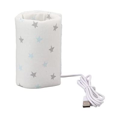 Imagem de ZJchao Aquecedor de Mamadeiras USB Aquecedor Elétrico de Mamadeiras para Leite Aquecimento Rápido e Uniforme Temperatura Constante Com Tecido de Malha Peça de Aquecimento Com (Em forma de estrela)