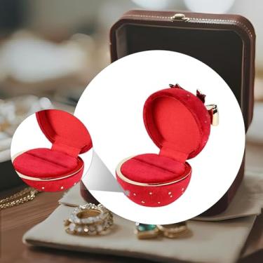 Imagem de Dynwave Porta-joias de cetim com laço pequeno e forro macio, ideal para guardar joias em cerimônias e aniversários, Vermelho para Anel