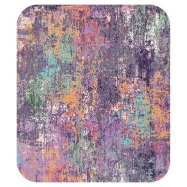 Imagem de RELEANY Tapetes laváveis 25 x 35 cm, antiderrapante, moderno, abstrato, macio para sala de estar, entrada, quarto, berçário, padrão de impressão, roxo, laranja, azul, verde, vermelho, enferrujado