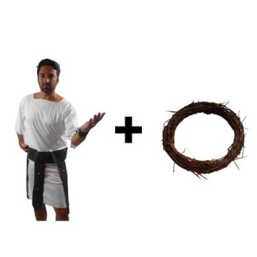 Imagem de Fantasia Kit Romano Completa Adulto com Coroa de Espinho Carnaval Jesu