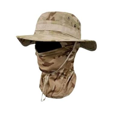 Imagem de Chapéu Boonie Camo De Aba Larga Com Proteção UV E Máscara Facial Balac