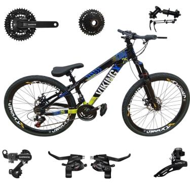 Imagem de Bicicleta 26 VikingX T25 24v Cubo Catraca K7 e Componentes Shimanos Pneu Aro 26 Balão Preto-Unissex