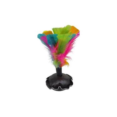 Imagem de Brinquedo Peteca de Penas Coloridas com Base De Couro 12 cm - Artesana