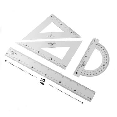 Imagem de KIT RÉGUA GEOMÉTRICA ACRILICO 4 PEÇAS INCOLOR