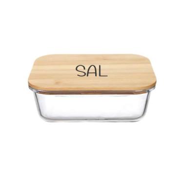 Imagem de Pote Hermético Vidro e Tampa de Bambu (370 ml) Sal - Lehavi, Sal