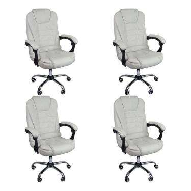 Imagem de Kit 4 Cadeiras Escritório Presidente Reclinável Ergonômica
