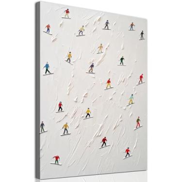 Imagem de Arte de parede em tela de esqui, imagens de cenário de inverno, pintura branca abstrata, tela de neve, arte de parede, pôster de esqui, vintage, pintura de cena de neve, quadro de snowboard, imagens
