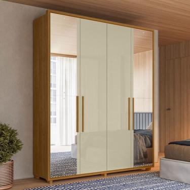 Imagem de Guarda Roupa Casal com Espelho 4 Portas e Pes Em MDF Greco Madetec