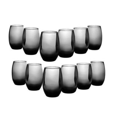 Imagem de Jogo De Copos 12 Peças  Aruba Long Drink 475ml Cinza Fume Nadir - Nadi