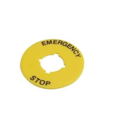 Imagem de ZEDEVB Acessório de interruptor de botão de parada de emergência amarelo aviso legenda etiqueta placa de anel redondo 90 mm 60 mm 40 mm (90 22 mm)