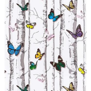 Imagem de YENHOME Rolo de papel de parede autoadesivo moderno Butterfly Peel and Stick 45 cm x 299 cm Papel de contato decorativo para quarto, banheiro, armário, parede de destaque