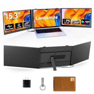 Imagem de Extensor de Tela para Laptop, Monitor Portátil Triplo de 15,3 Polegadas com Configuração de Um Cabo, Tela Portátil Ultra Fina e Leve, 16:10 FHD 1200P 100% sRGB Display Externo para Mac Windows