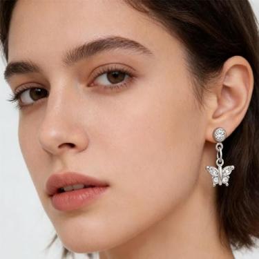 Imagem de Brincos de piercing de cartilagem de orelha para mulheres, pingente moderno, joias minimalistas, cruz, estrela, lua, unha, presentes requintados, Medium, Latão, Sem pedra preciosa