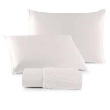 Imagem de Jogo de Lençol Casal Malha 100% Algodão 03 Peças Com Elástico - Maluca