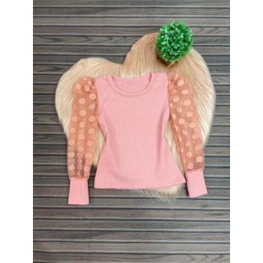 Imagem de Blusa Infantil Manga Bufante Tule Mini Diva Blogueirinha, 04, Rose